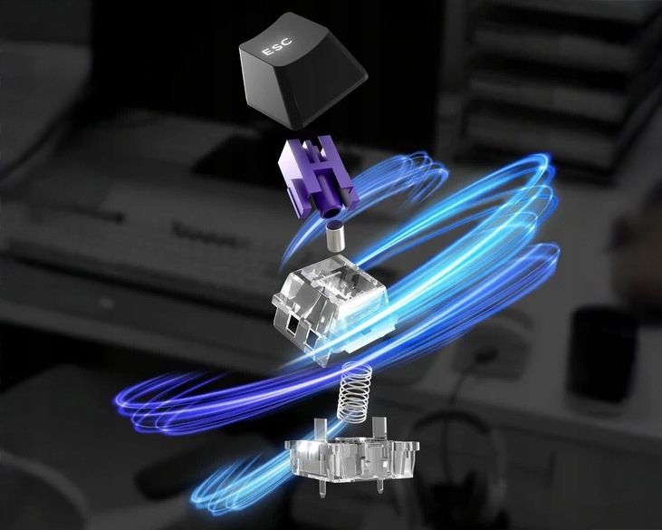 Biała klawiatura magnetyczna Attack Shark R85 HE z podświetleniem RGB i rolką głośności.